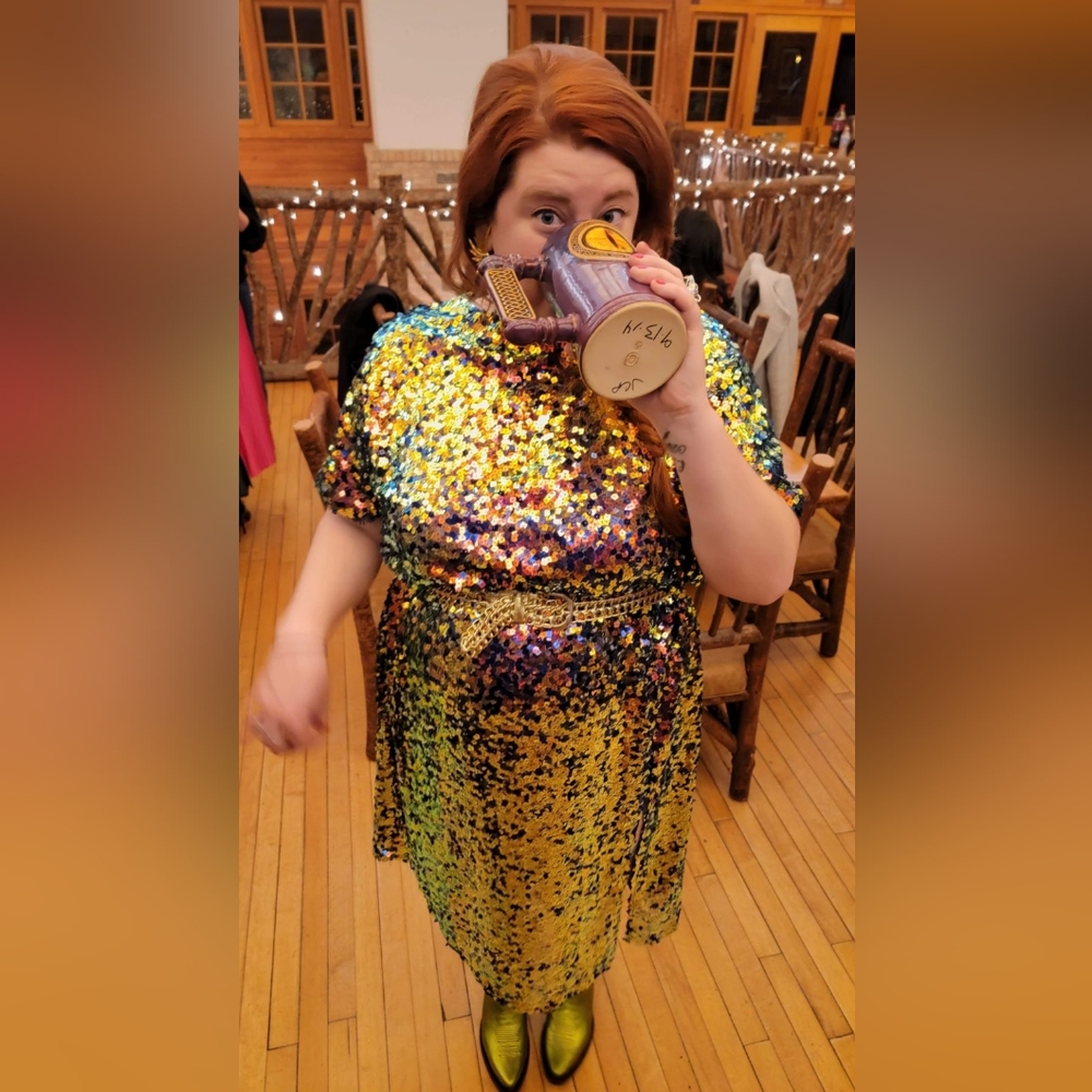 Isolated Heroes 2XL gold sequin dress
